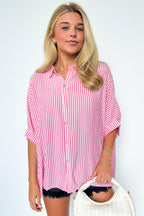 JoJo Striped Button Down Oversized Top - BACK IN STOCK - Madison and Mallory
