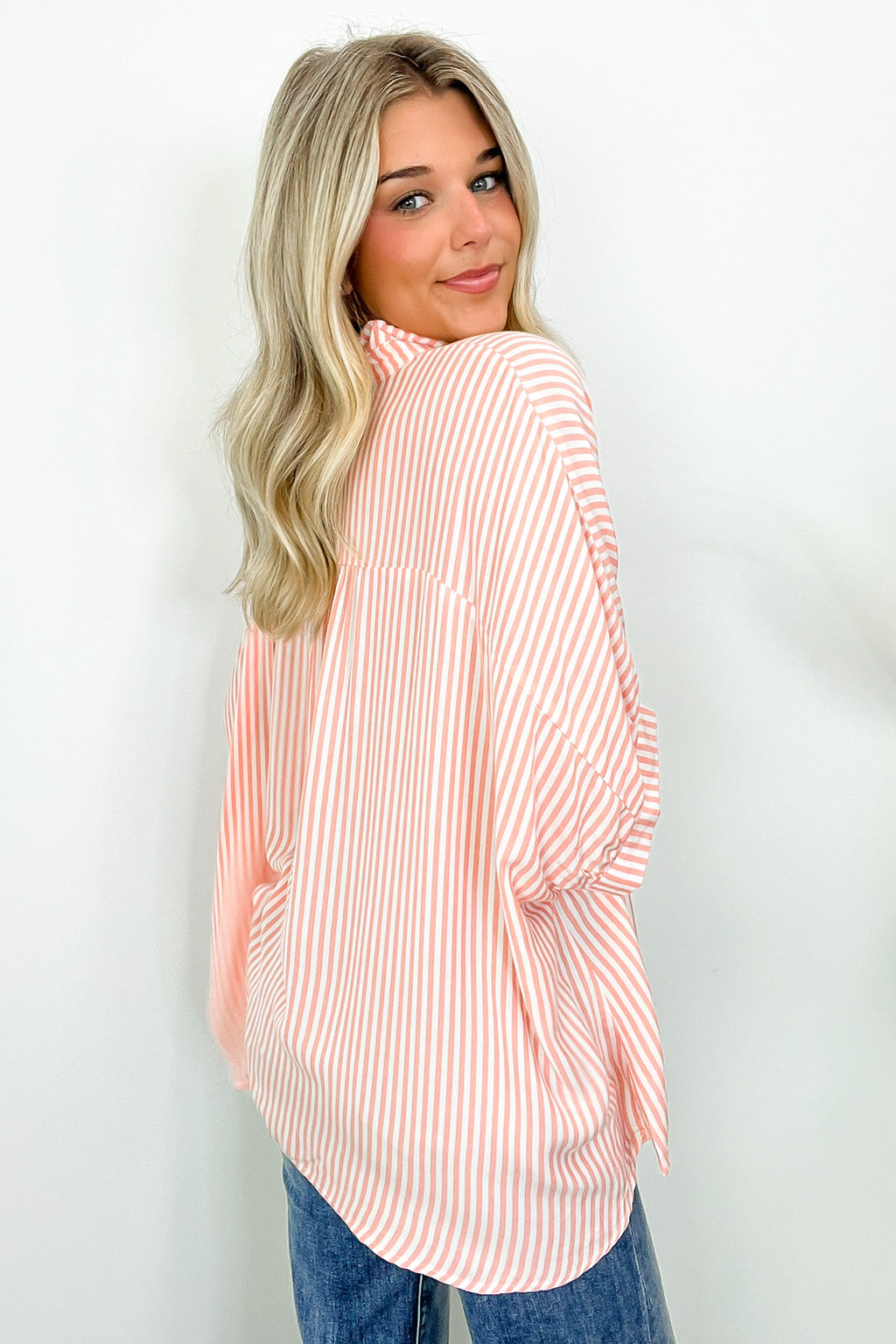  JoJo Striped Button Down Relaxed Top - BACK IN STOCK - Madison and Mallory