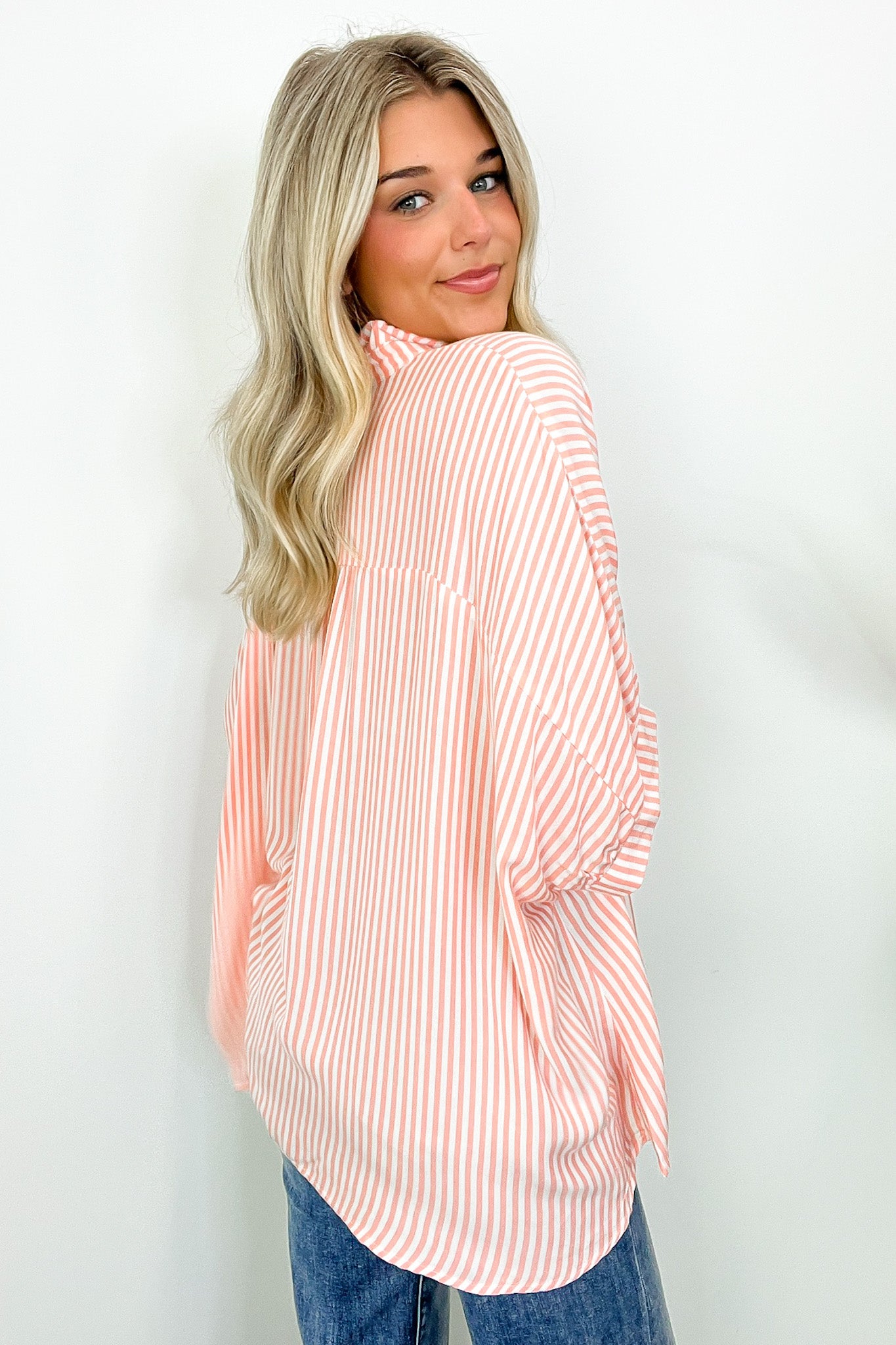  JoJo Striped Button Down Relaxed Top - BACK IN STOCK - Madison and Mallory
