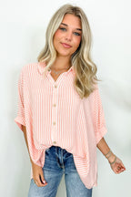 JoJo Striped Button Down Oversized Top - BACK IN STOCK - Madison and Mallory