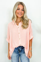  JoJo Striped Button Down Relaxed Top - BACK IN STOCK - Madison and Mallory
