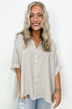 JoJo Striped Button Down Oversized Top - BACK IN STOCK - Madison and Mallory