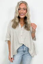  JoJo Striped Button Down Relaxed Top - BACK IN STOCK - Madison and Mallory
