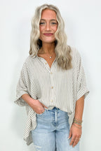  JoJo Striped Button Down Relaxed Top - BACK IN STOCK - Madison and Mallory