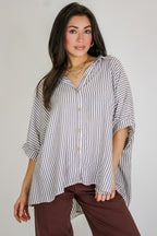 JoJo Striped Button Down Oversized Top