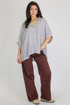 JoJo Striped Button Down Oversized Top