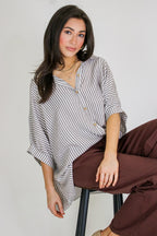 JoJo Striped Button Down Oversized Top