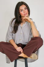 JoJo Striped Button Down Oversized Top