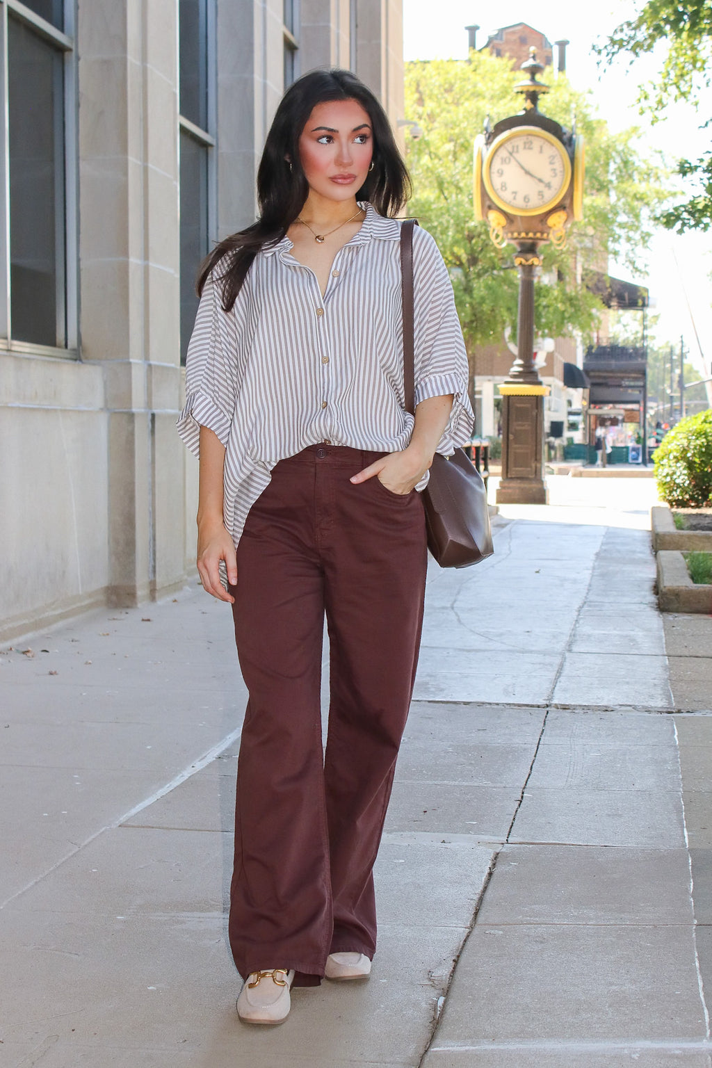 JoJo Striped Button Down Oversized Top