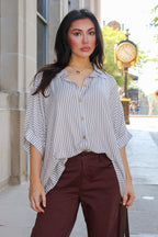 JoJo Striped Button Down Oversized Top