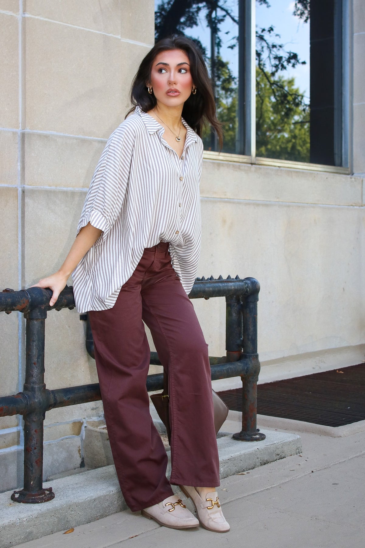 JoJo Striped Button Down Oversized Top