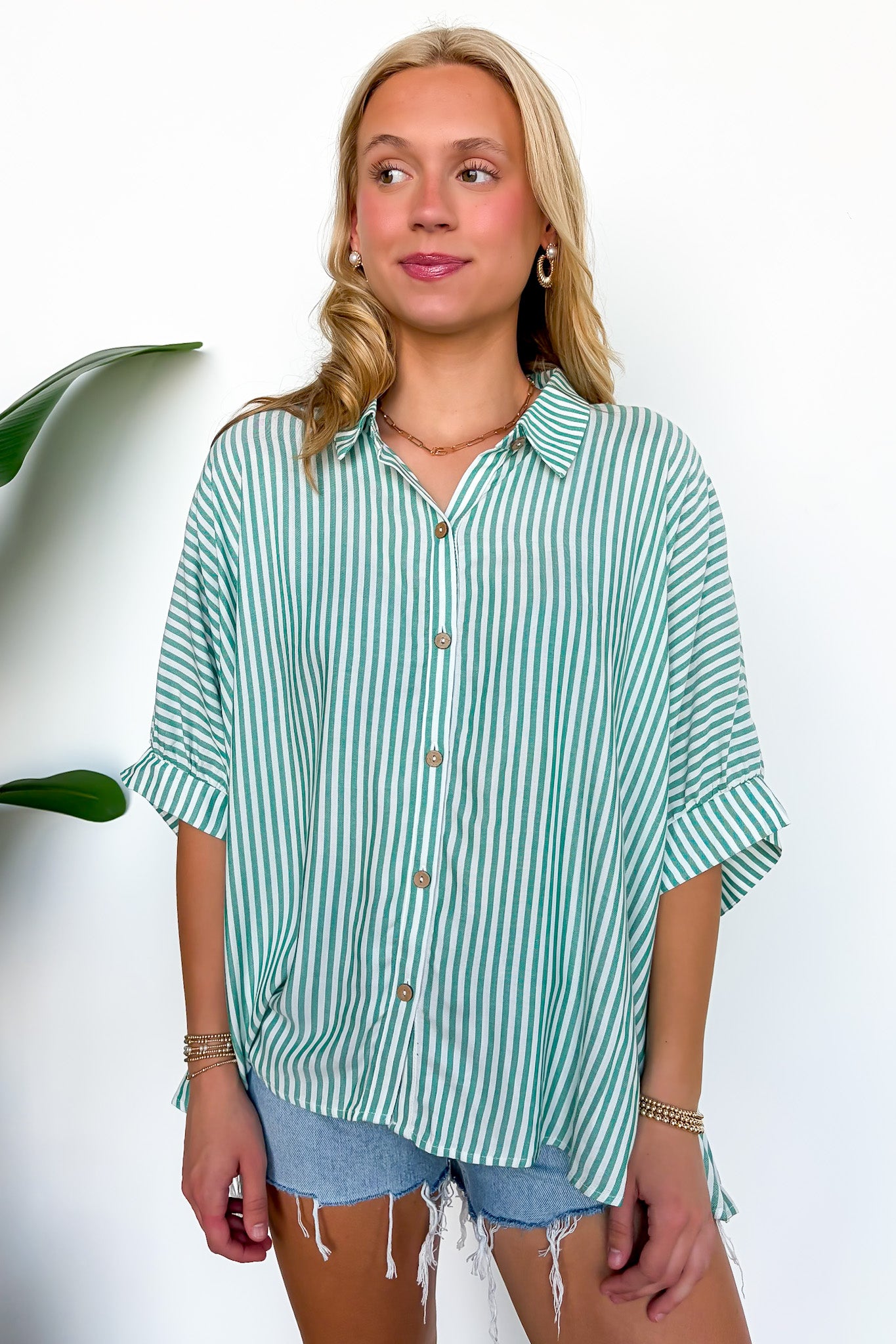JoJo Striped Button Down Relaxed Top - BACK IN STOCK