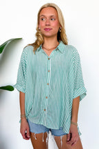 JoJo Striped Button Down Oversized Top - BACK IN STOCK