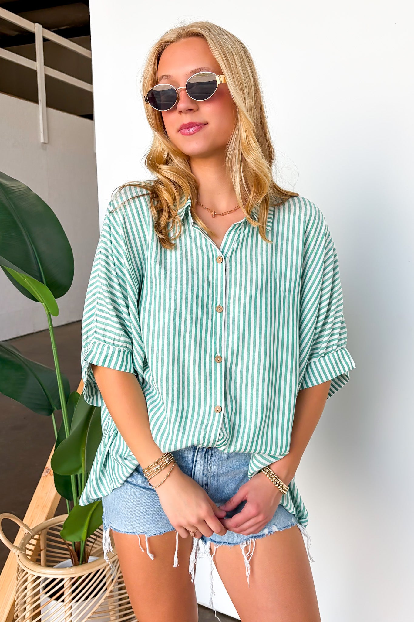 JoJo Striped Button Down Oversized Top - BACK IN STOCK