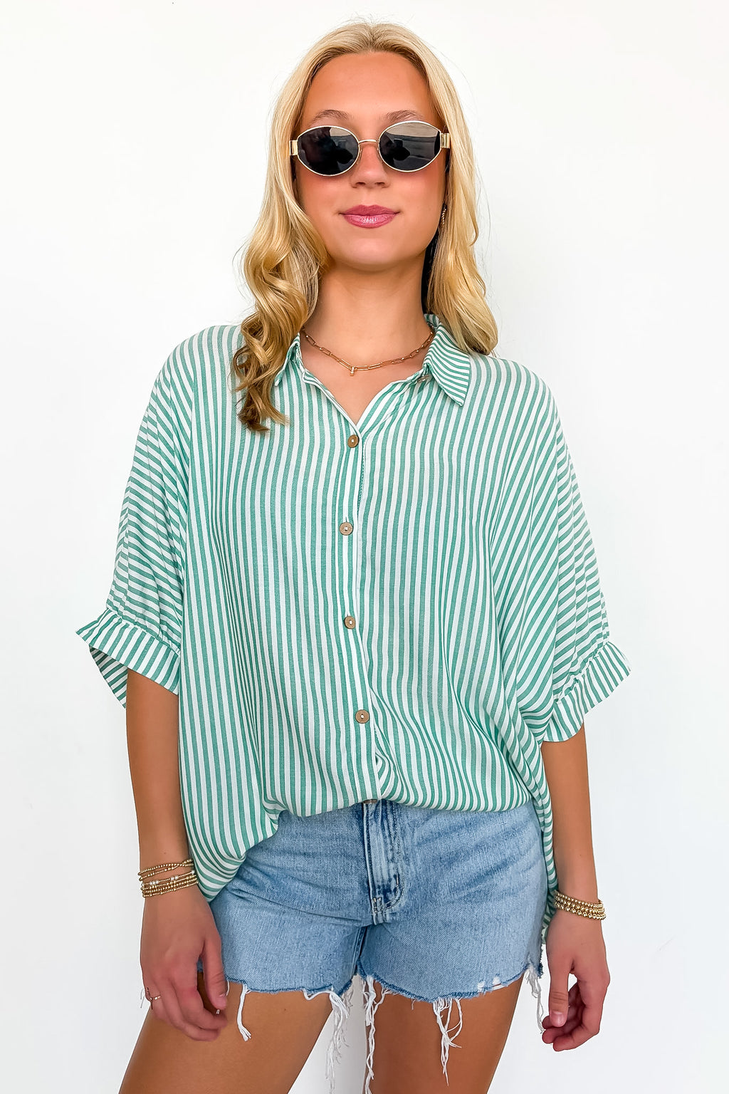 JoJo Striped Button Down Oversized Top - BACK IN STOCK