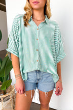 JoJo Striped Button Down Oversized Top - BACK IN STOCK