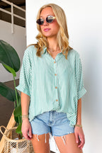 JoJo Striped Button Down Oversized Top - BACK IN STOCK - Madison and Mallory