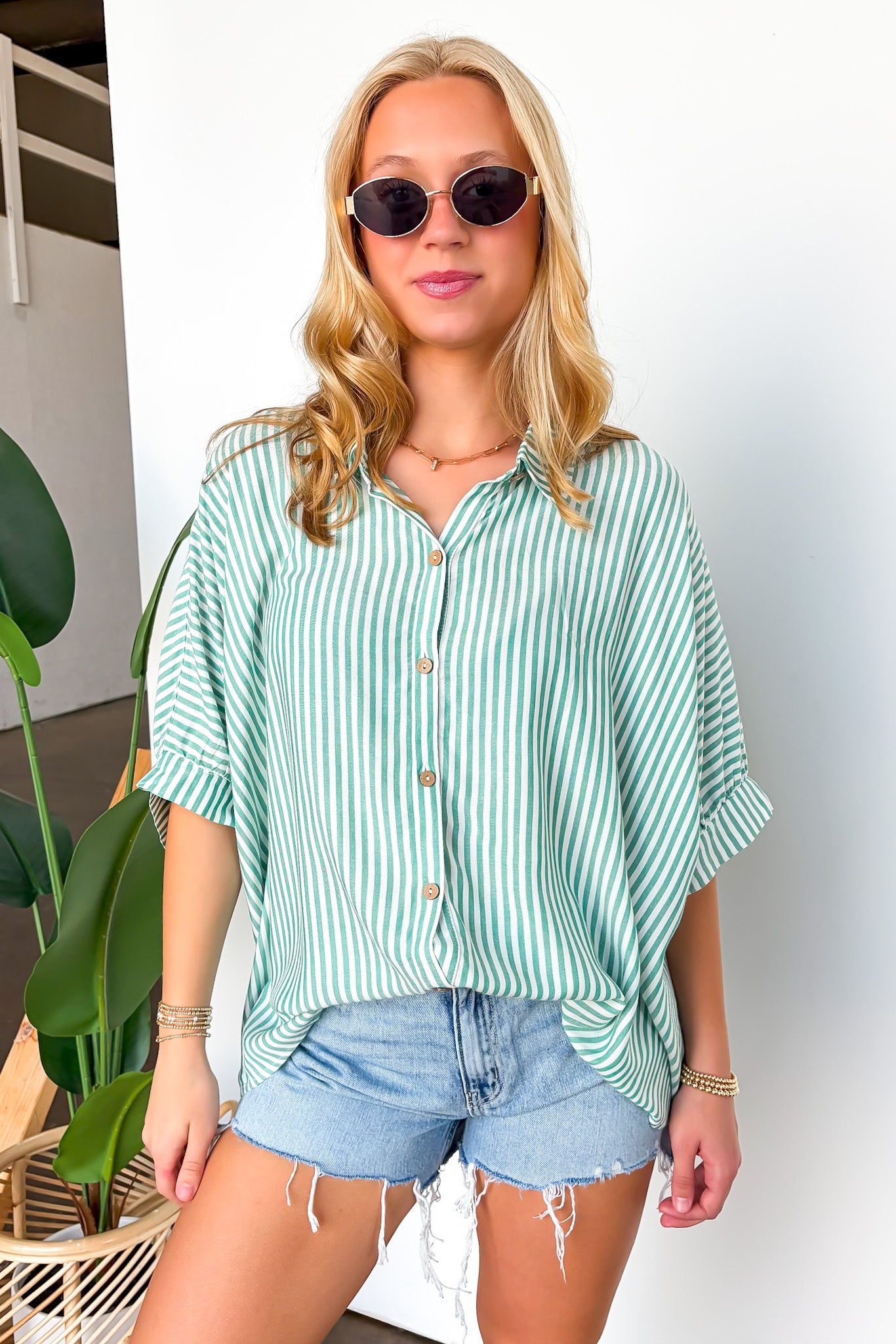 JoJo Striped Button Down Relaxed Top - BACK IN STOCK