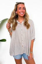JoJo Striped Button Down Relaxed Top - BACK IN STOCK - Madison and Mallory