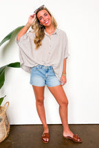 JoJo Striped Button Down Oversized Top - BACK IN STOCK - Madison and Mallory