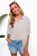 JoJo Striped Button Down Oversized Top