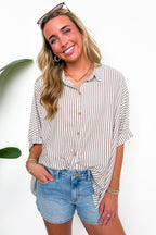 JoJo Striped Button Down Oversized Top