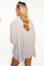 JoJo Striped Button Down Oversized Top - BACK IN STOCK - Madison and Mallory
