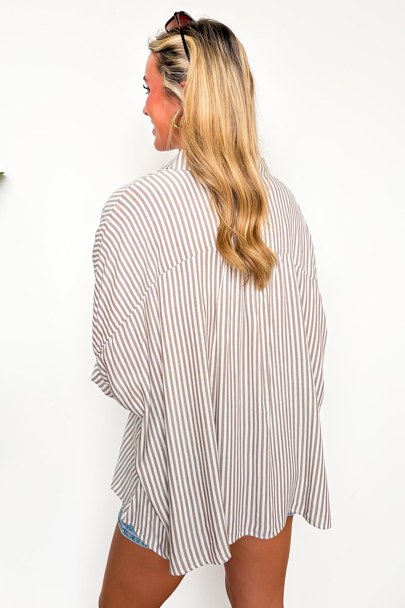 JoJo Striped Button Down Oversized Top - BACK IN STOCK - Madison and Mallory