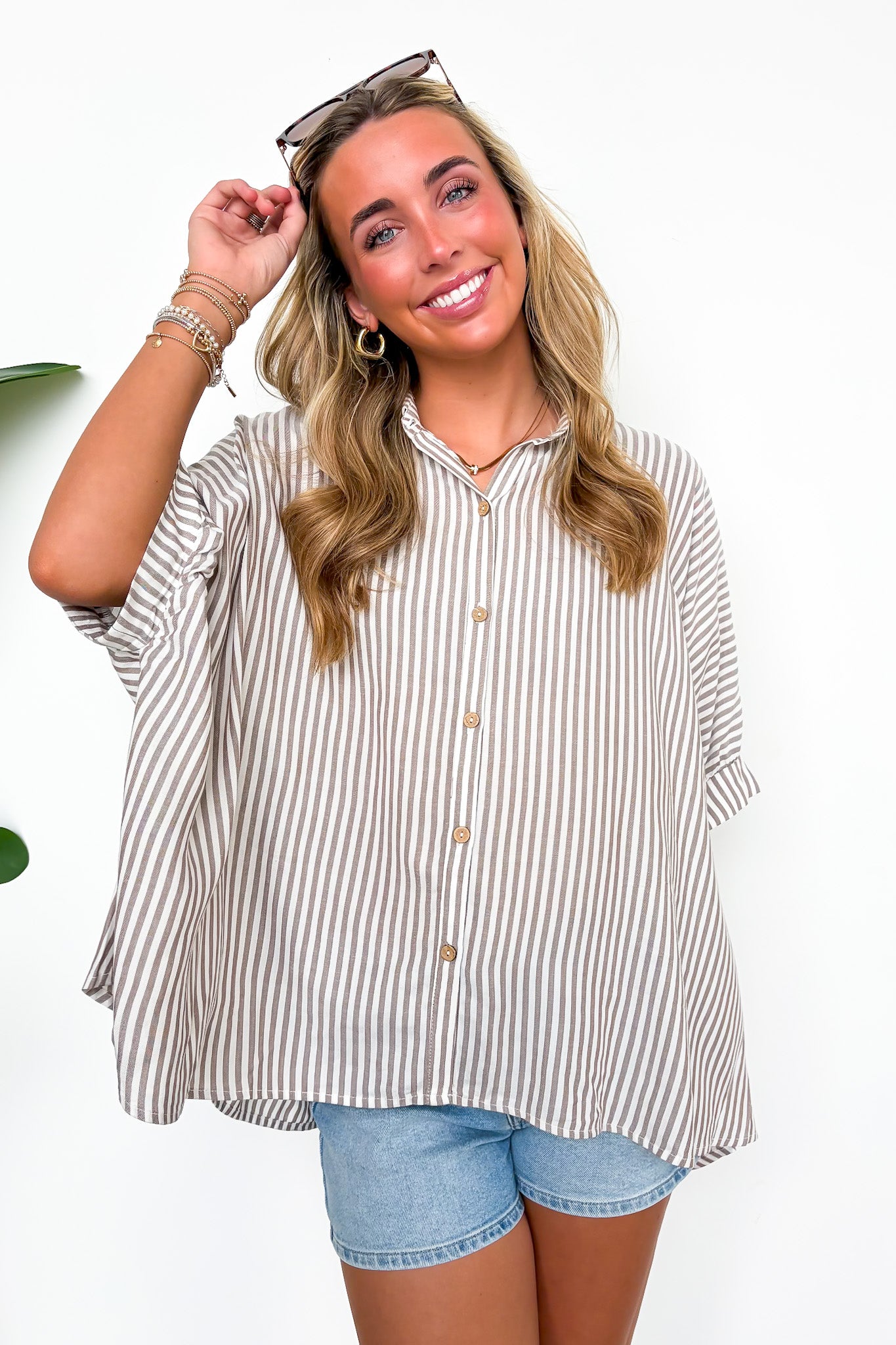 JoJo Striped Button Down Relaxed Top - BACK IN STOCK - Madison and Mallory