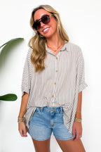 JoJo Striped Button Down Oversized Top - BACK IN STOCK - Madison and Mallory