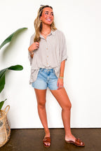 JoJo Striped Button Down Oversized Top - BACK IN STOCK - Madison and Mallory