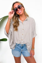 JoJo Striped Button Down Oversized Top - BACK IN STOCK - Madison and Mallory