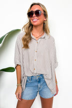 JoJo Striped Button Down Oversized Top - BACK IN STOCK - Madison and Mallory