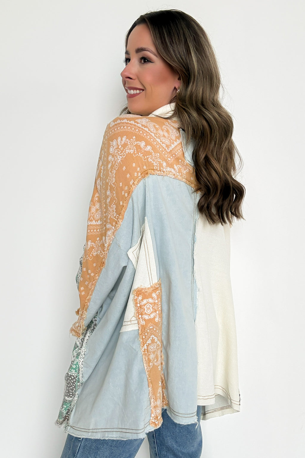 Joslyn Patchwork Contrast Denim Shirt - BACK IN STOCK - Madison and Mallory