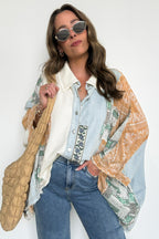S / Light Denim Multi Joslyn Patchwork Contrast Denim Shirt - BACK IN STOCK - Madison and Mallory
