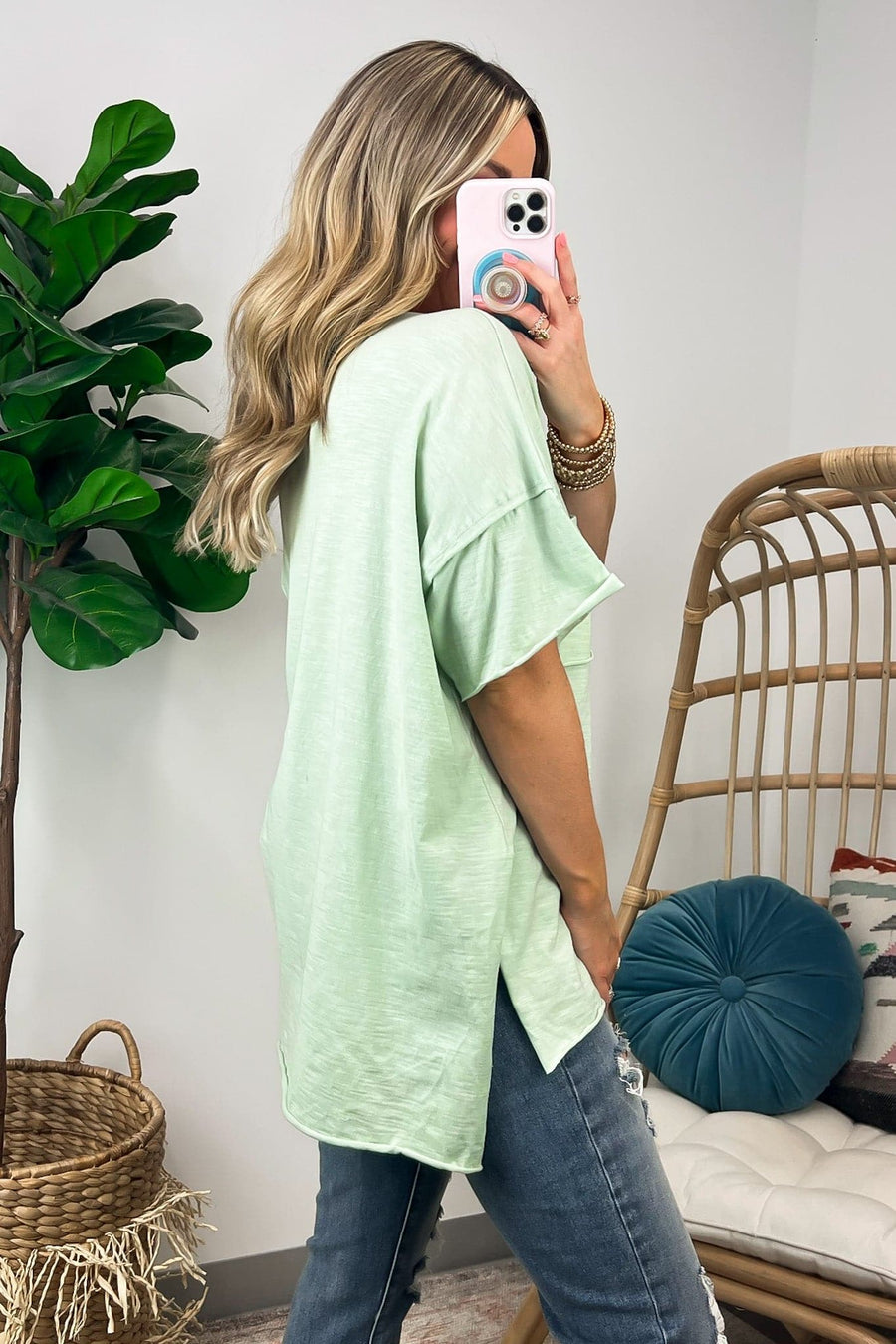  Jovanna Raw Hem Pocket Top - FINAL SALE - Madison and Mallory