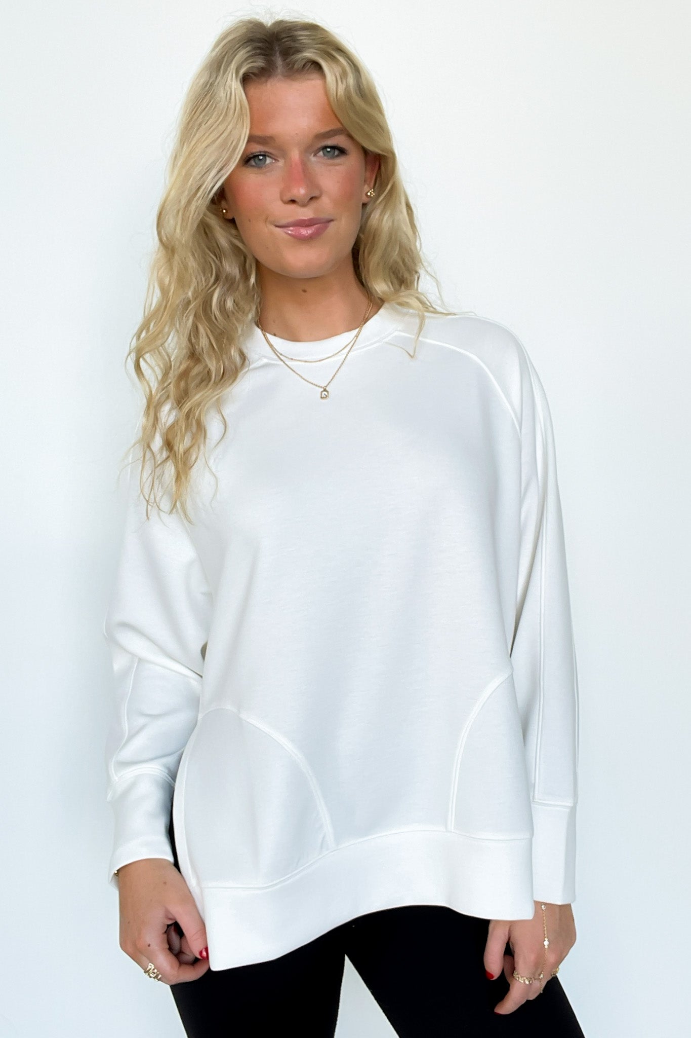  Julien Scuba Knit Side Slit Pullover - Madison and Mallory