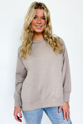 Ash Mocha / S Julien Knit Side Slit Pullover - FINAL SALE - Madison and Mallory