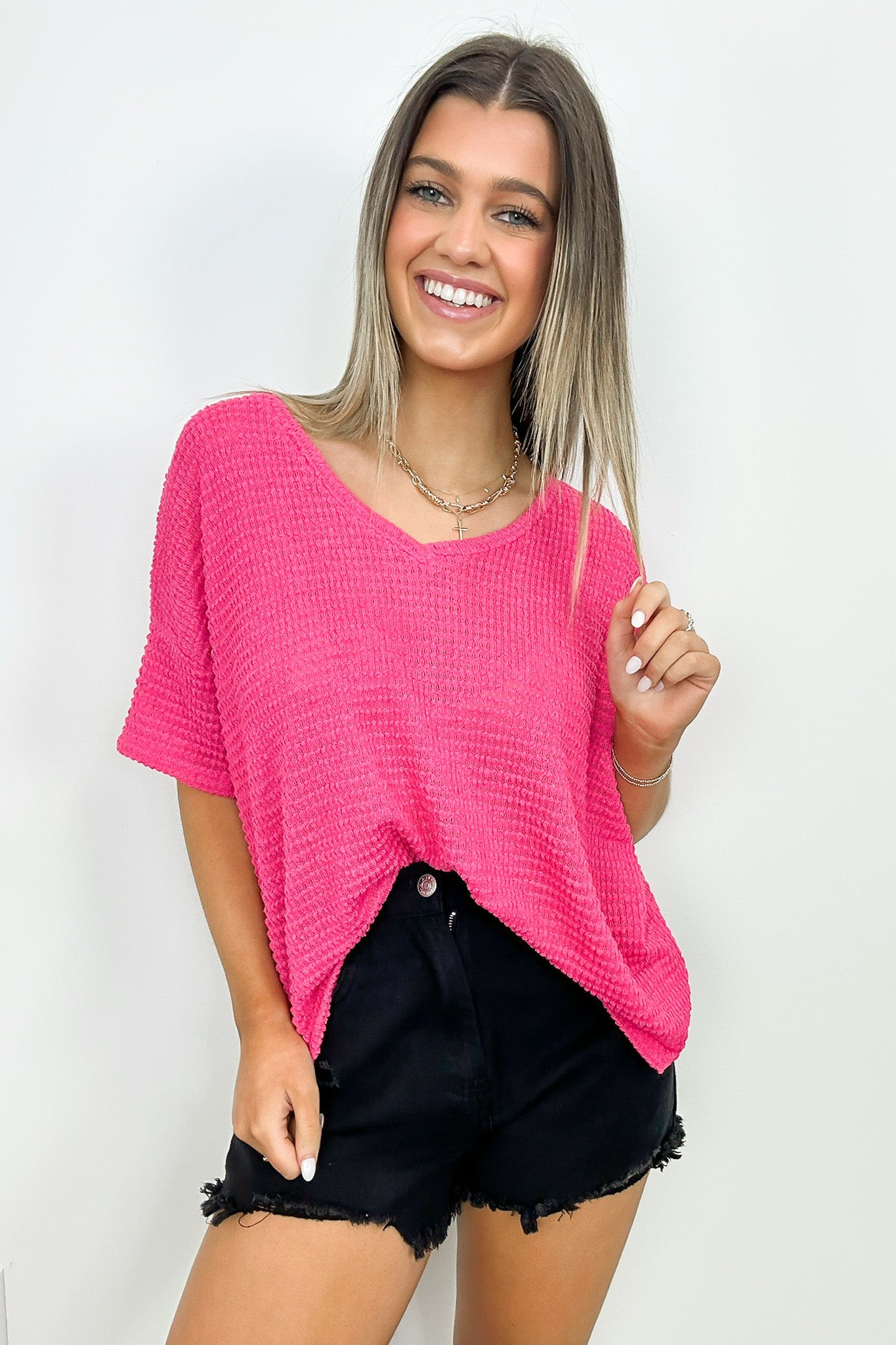  Julietta V-Neck Cropped Short Sleeve Top - BACK IN STOCK - Madison and Mallory