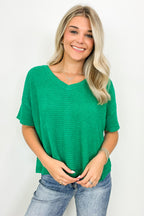  Julietta V-Neck Cropped Short Sleeve Top - BACK IN STOCK - Madison and Mallory
