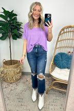 Julietta V-Neck Cropped Short Sleeve Top - BACK IN STOCK - Madison and Mallory