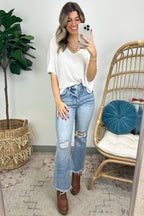  Julietta V-Neck Cropped Short Sleeve Top - BACK IN STOCK - Madison and Mallory