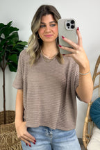  Julietta V-Neck Cropped Short Sleeve Top - BACK IN STOCK - Madison and Mallory