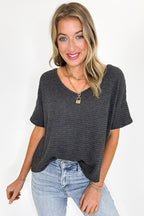 Julietta V-Neck Cropped Short Sleeve Top - BACK IN STOCK