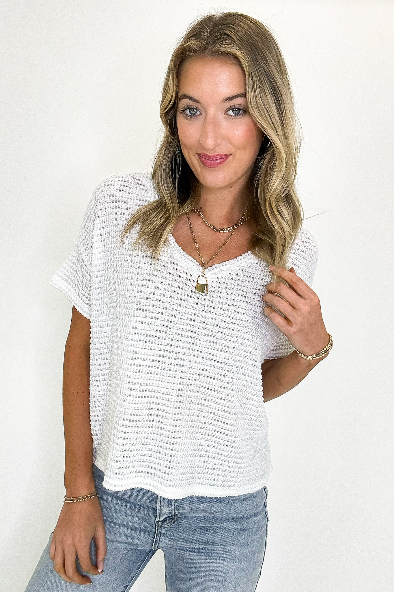 Julietta V-Neck Cropped Short Sleeve Top - BACK IN STOCK