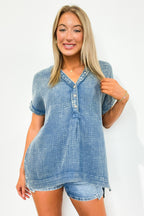 Juliette Washed Double Gauze Button Top - BACK IN STOCK - Madison and Mallory
