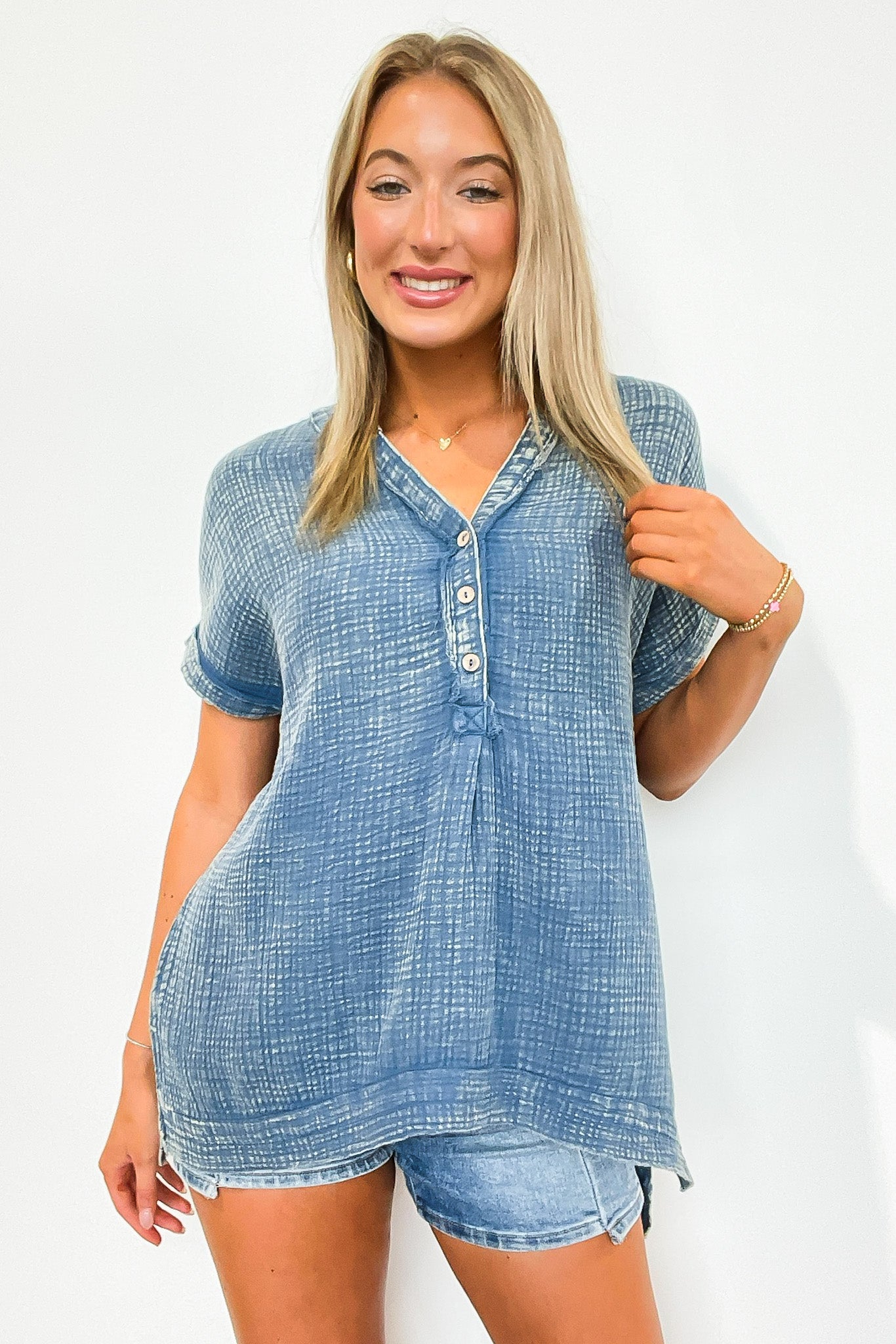 Juliette Washed Double Gauze Button Top - BACK IN STOCK - Madison and Mallory