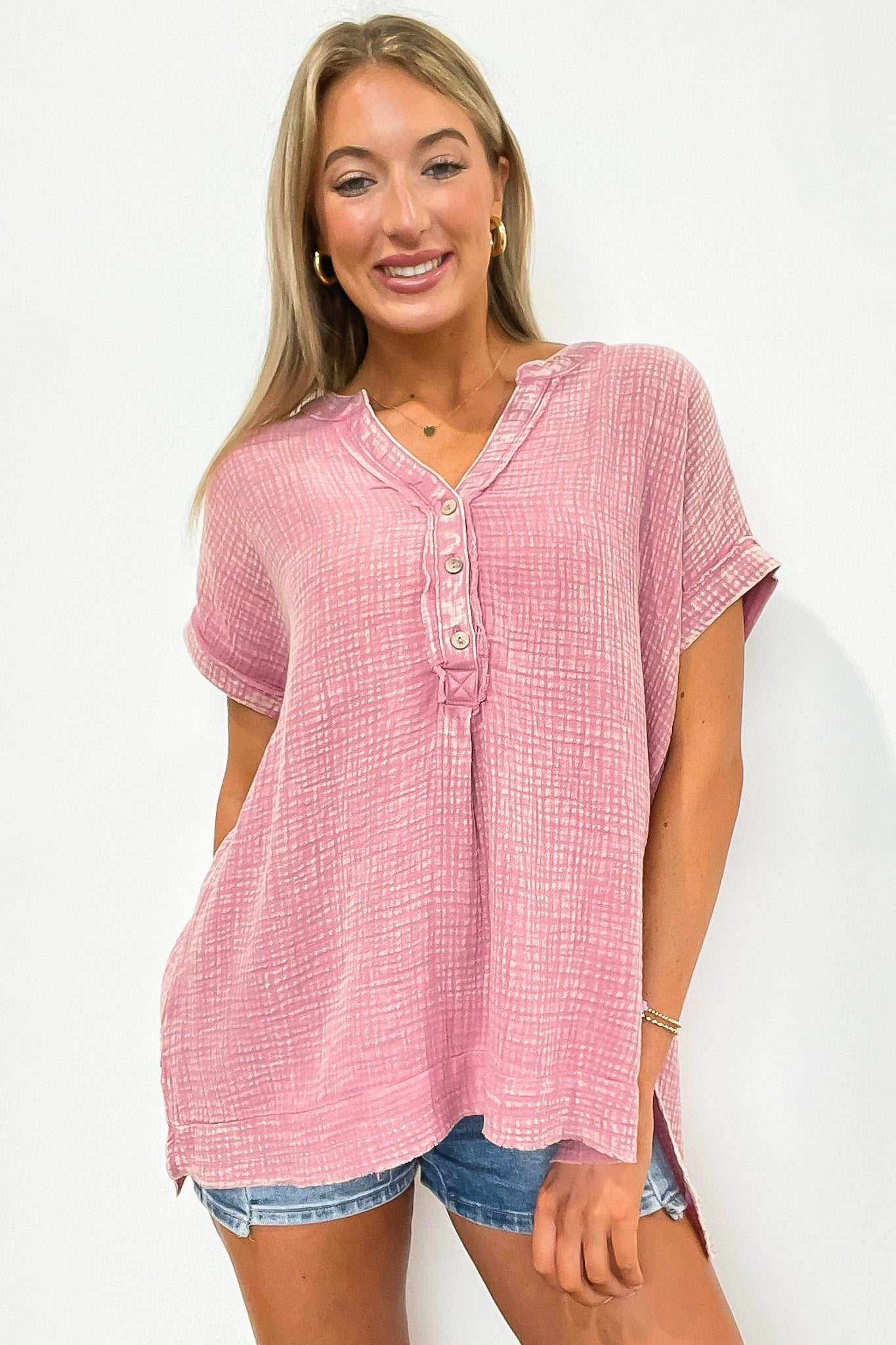 Juliette Washed Double Gauze Button Top - BACK IN STOCK - Madison and Mallory