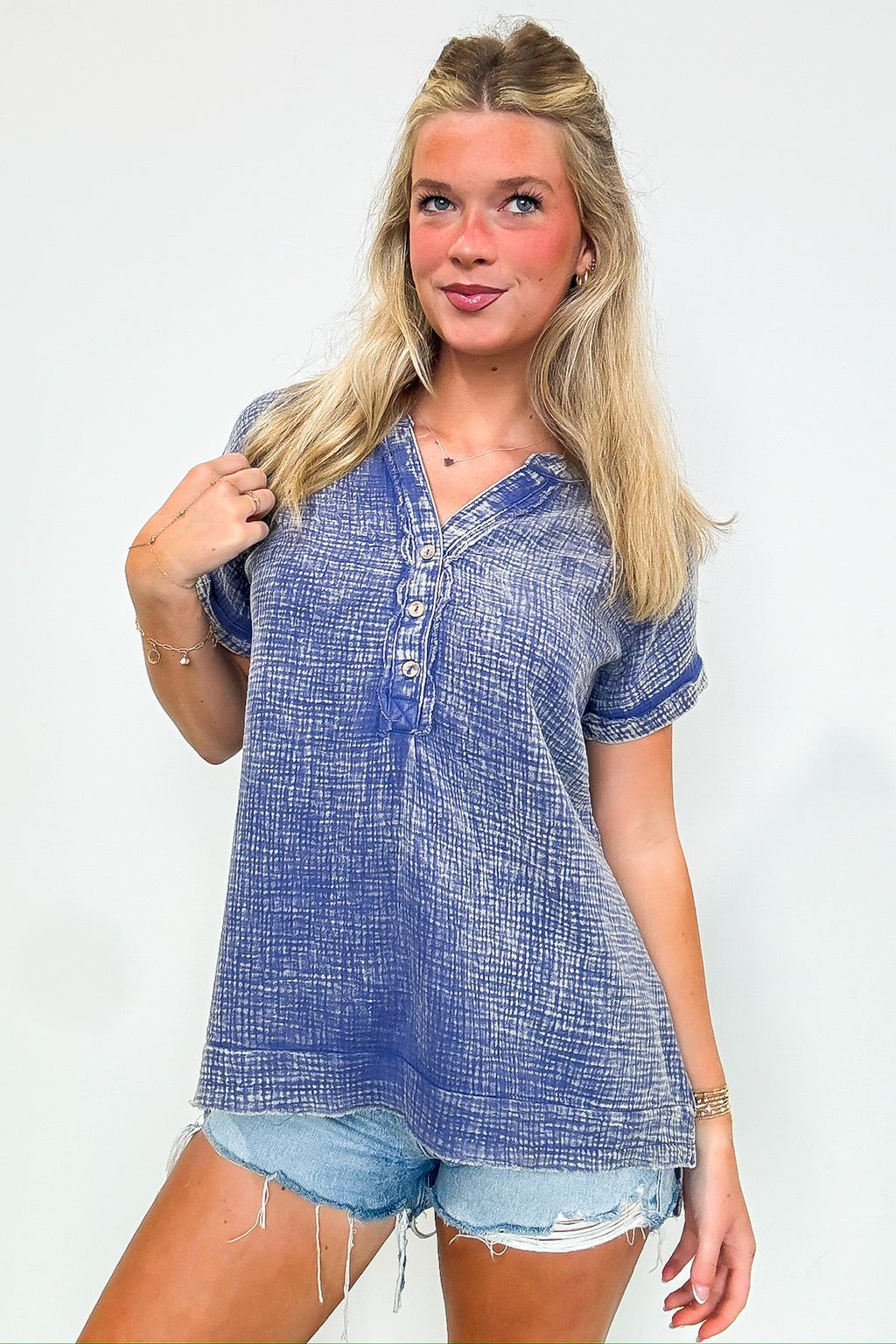 Marlin / SM Juliette Washed Double Gauze Button Top - BACK IN STOCK - Madison and Mallory