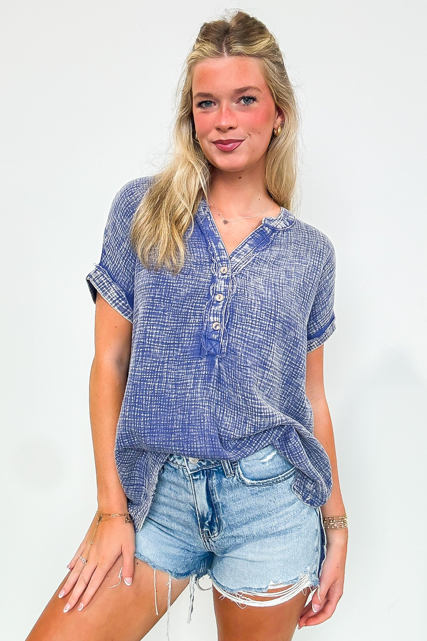 Juliette Washed Double Gauze Button Top - BACK IN STOCK - Madison and Mallory